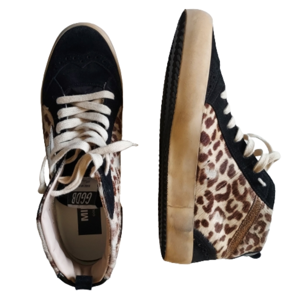 Golden Goose Mid Star Classic Shoe Size 39 Leopard Calf Hair NEW NIB - Picture 3 of 13